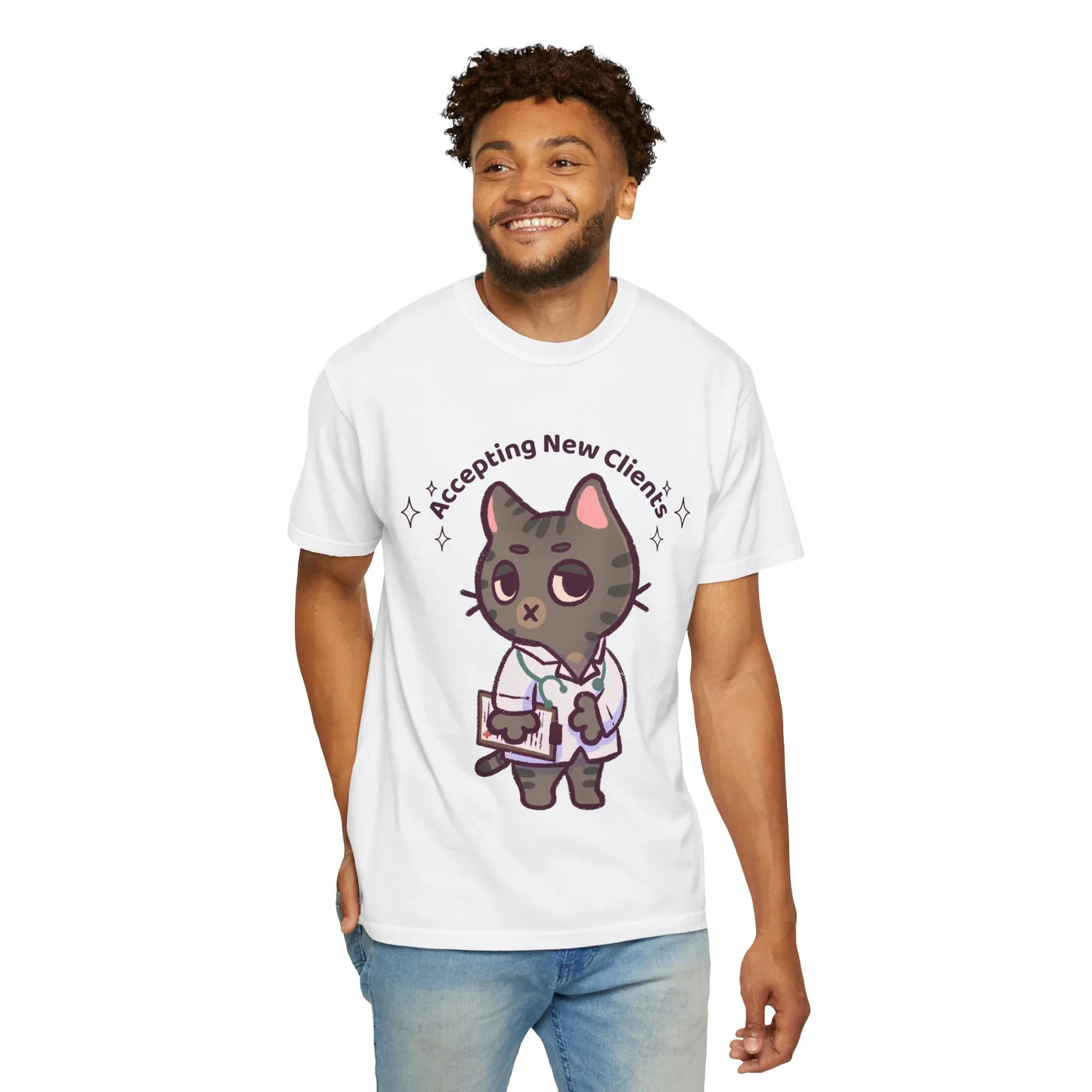 The Bubby Tee in White, worn